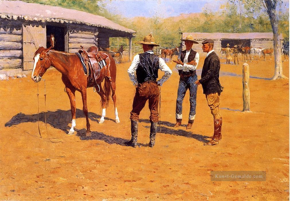 Buying Polo Ponys im Westen Frederic Remington Cowboy Ölgemälde